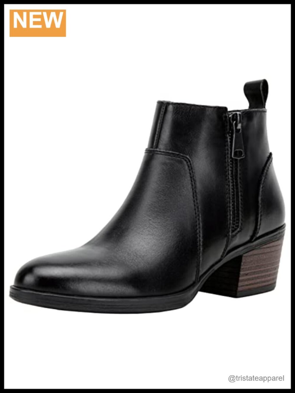 Genuine Leather Ankle Boots Low Block Heel Memory Foam Booties